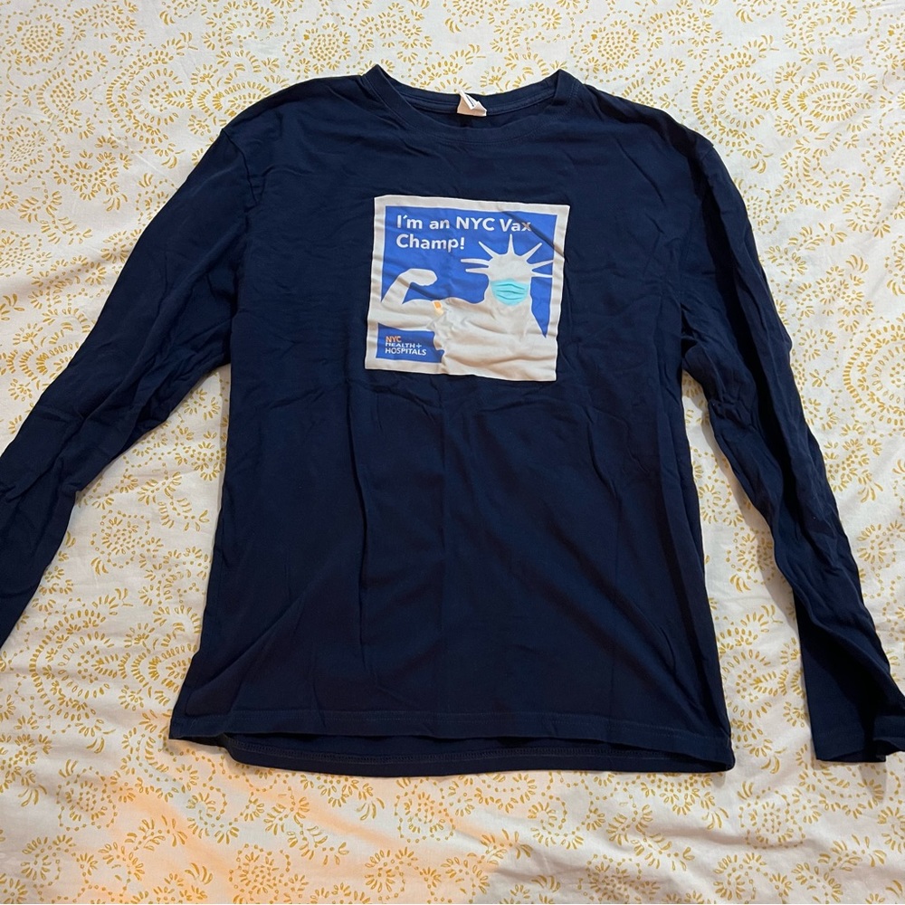 nyc hospital vax champ long sleeve one size merch giveaway